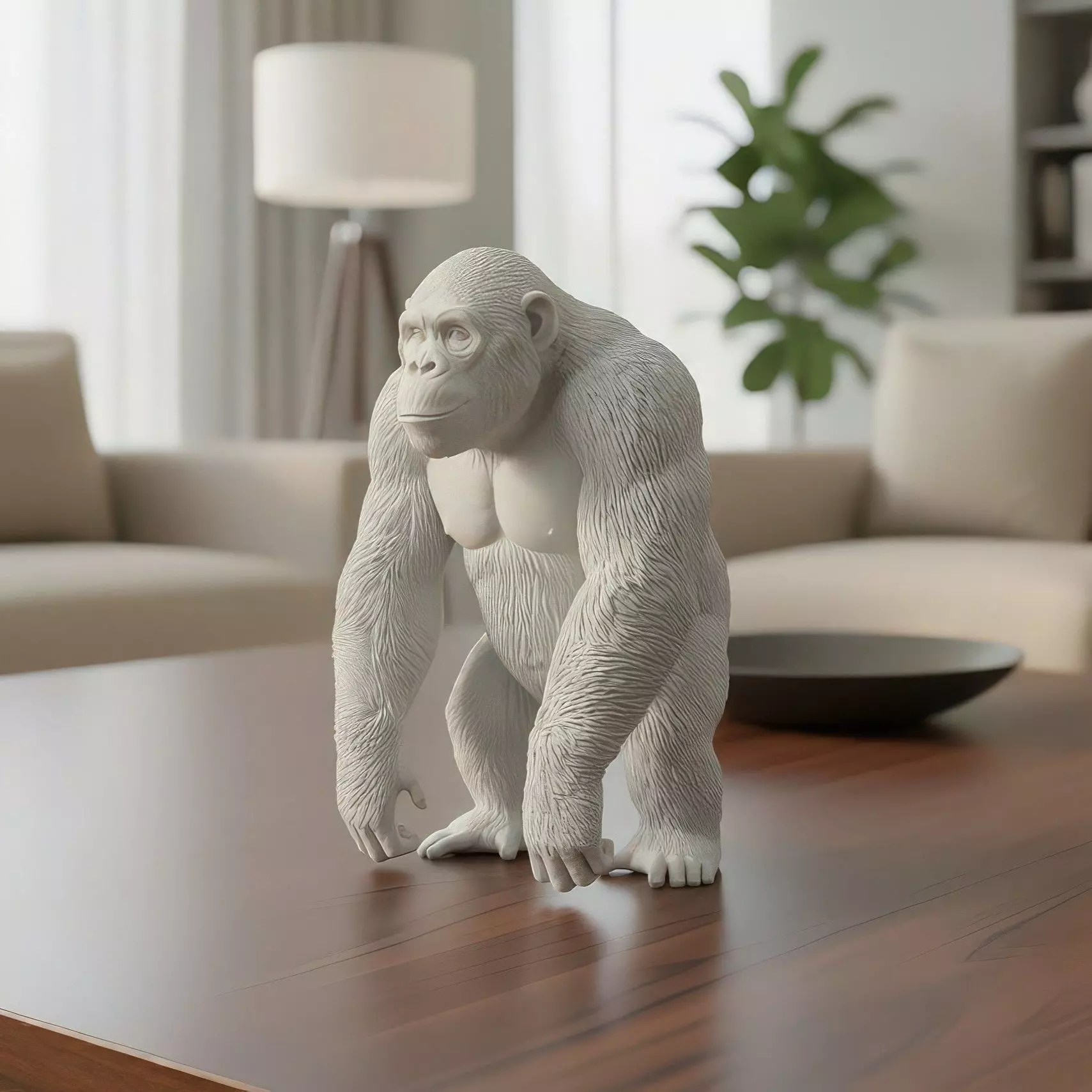 Realistic Chimpanzee Standing - 3D Print Model 3D print model