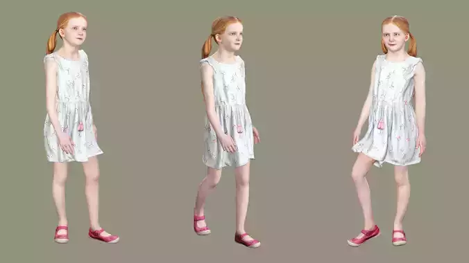 Realistic Rigged Kids Character AK Game Ready 3D Model