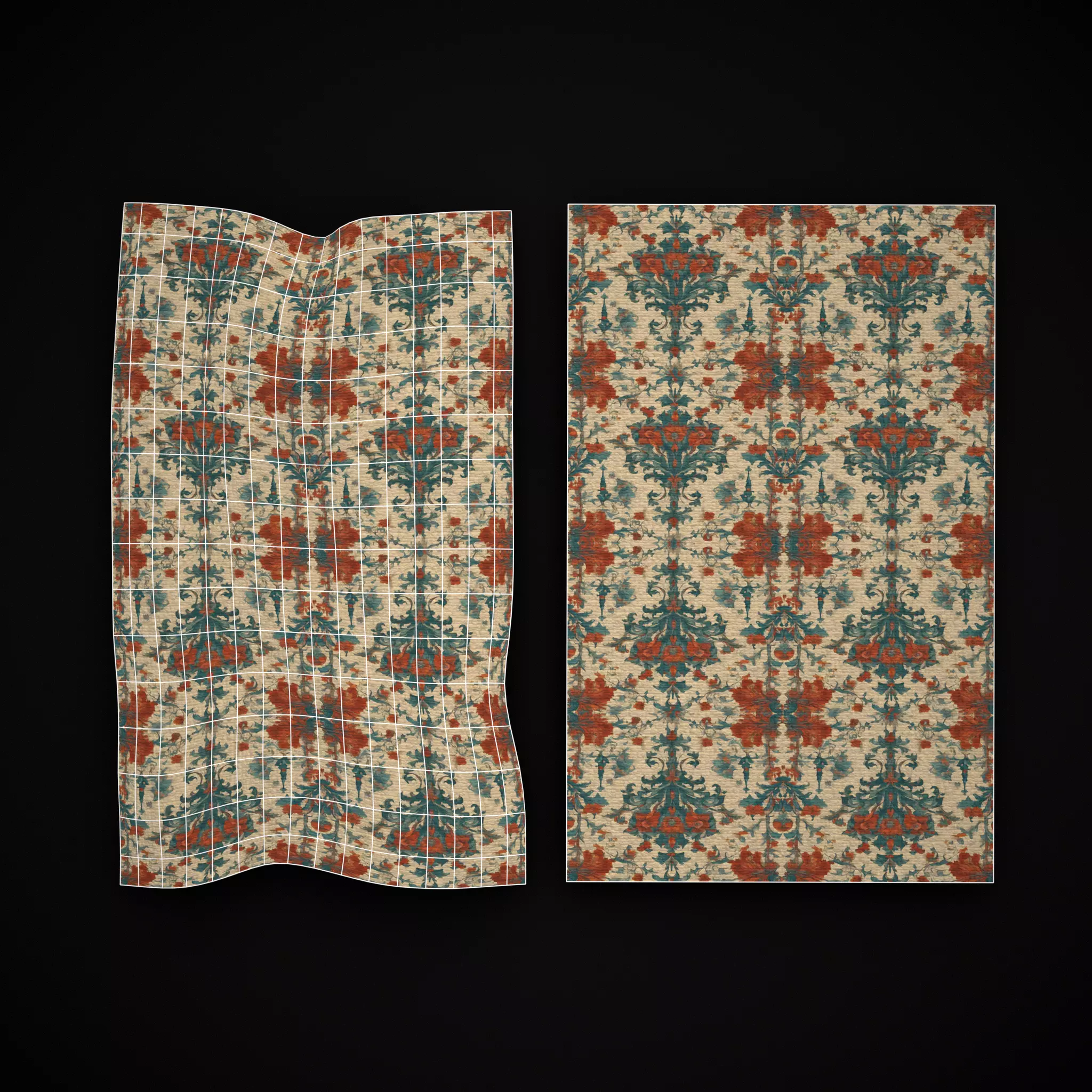 Medieval Floral Tapestry Two Low-poly 3D model_4