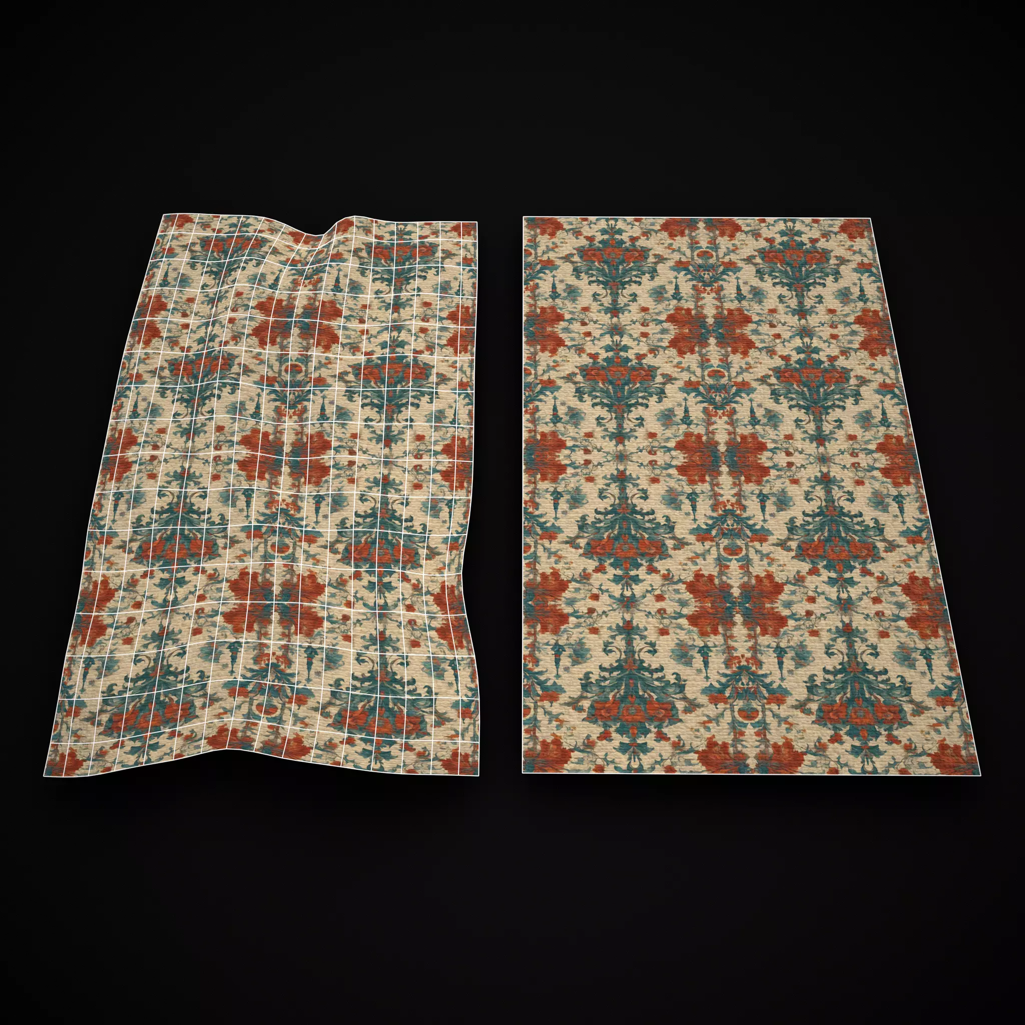 Medieval Floral Tapestry Two Low-poly 3D model_2