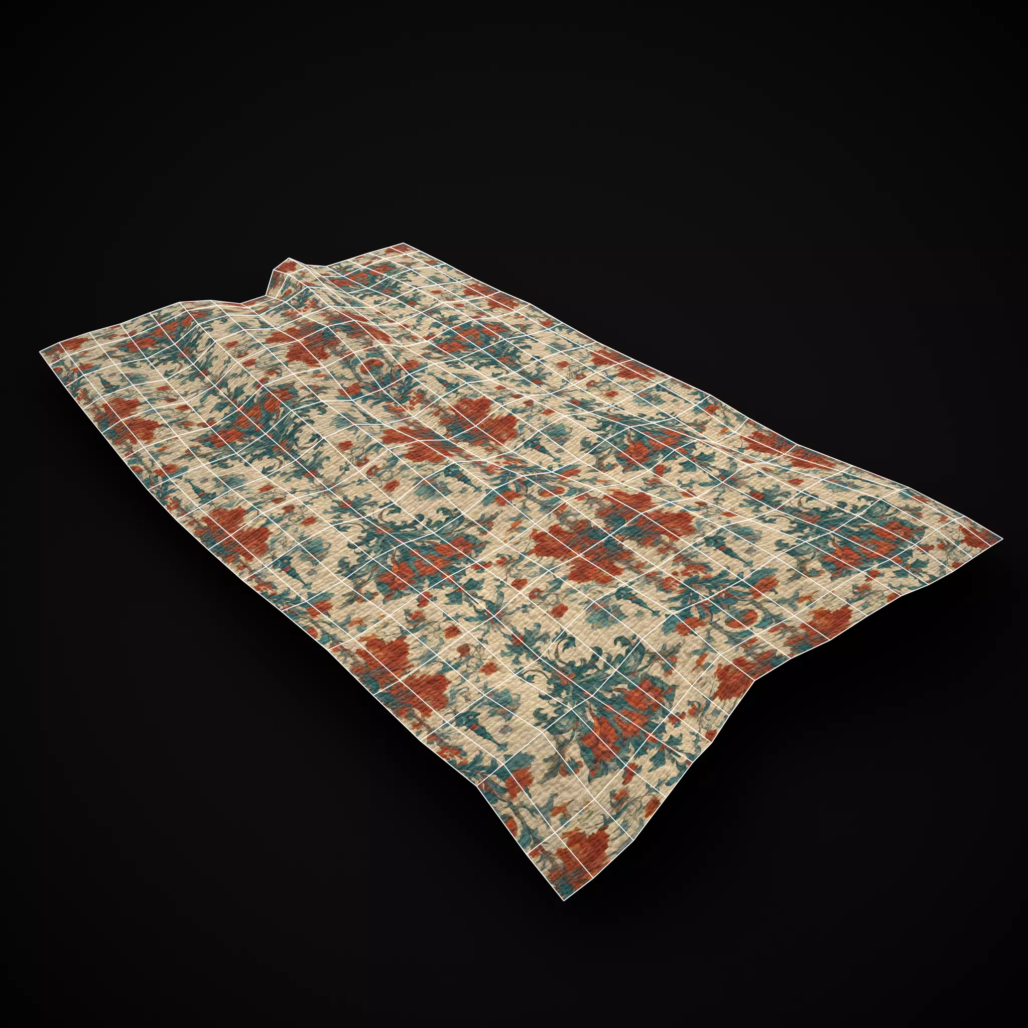 Medieval Floral Tapestry Two Low-poly 3D model_12
