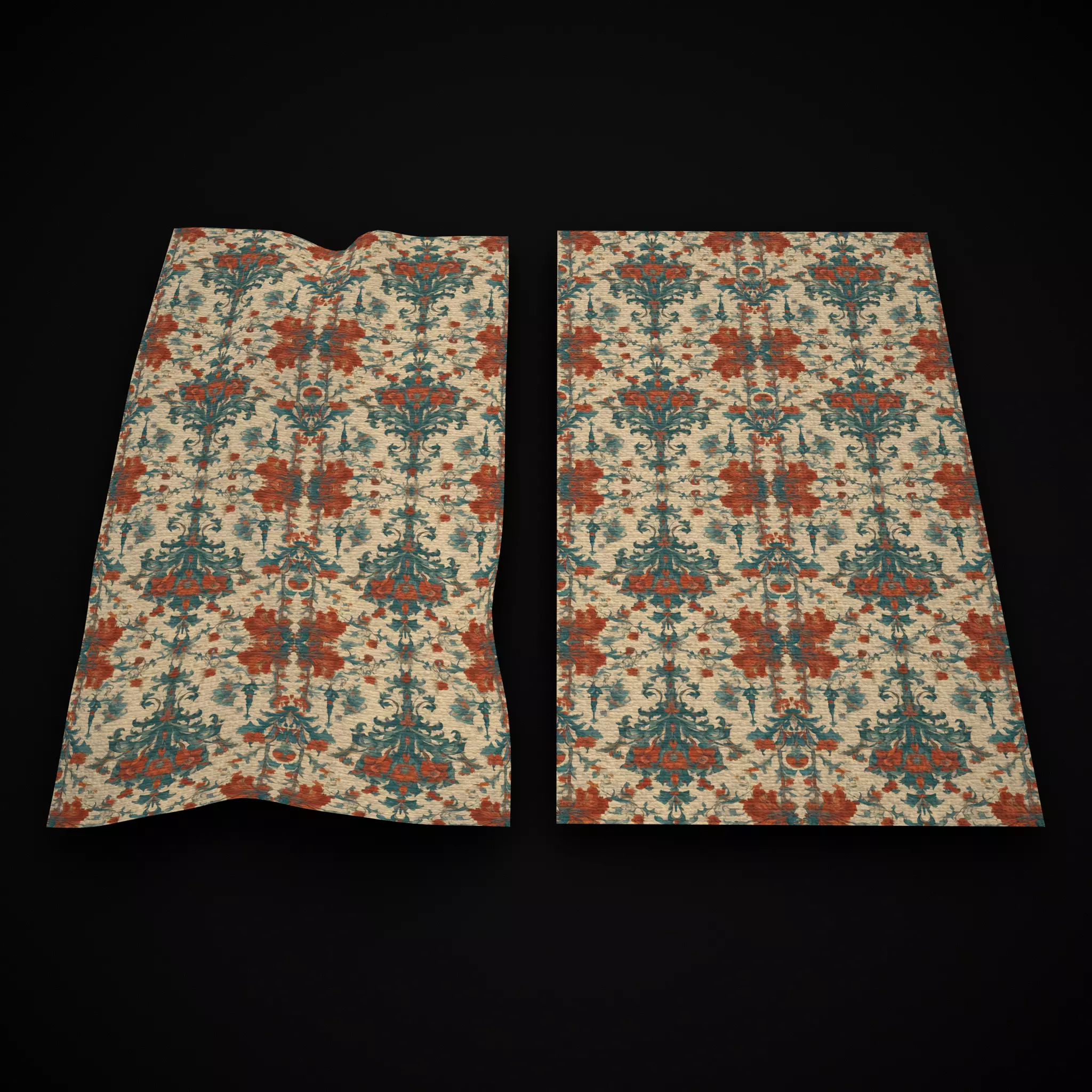 Medieval Floral Tapestry Two Low-poly 3D model_0