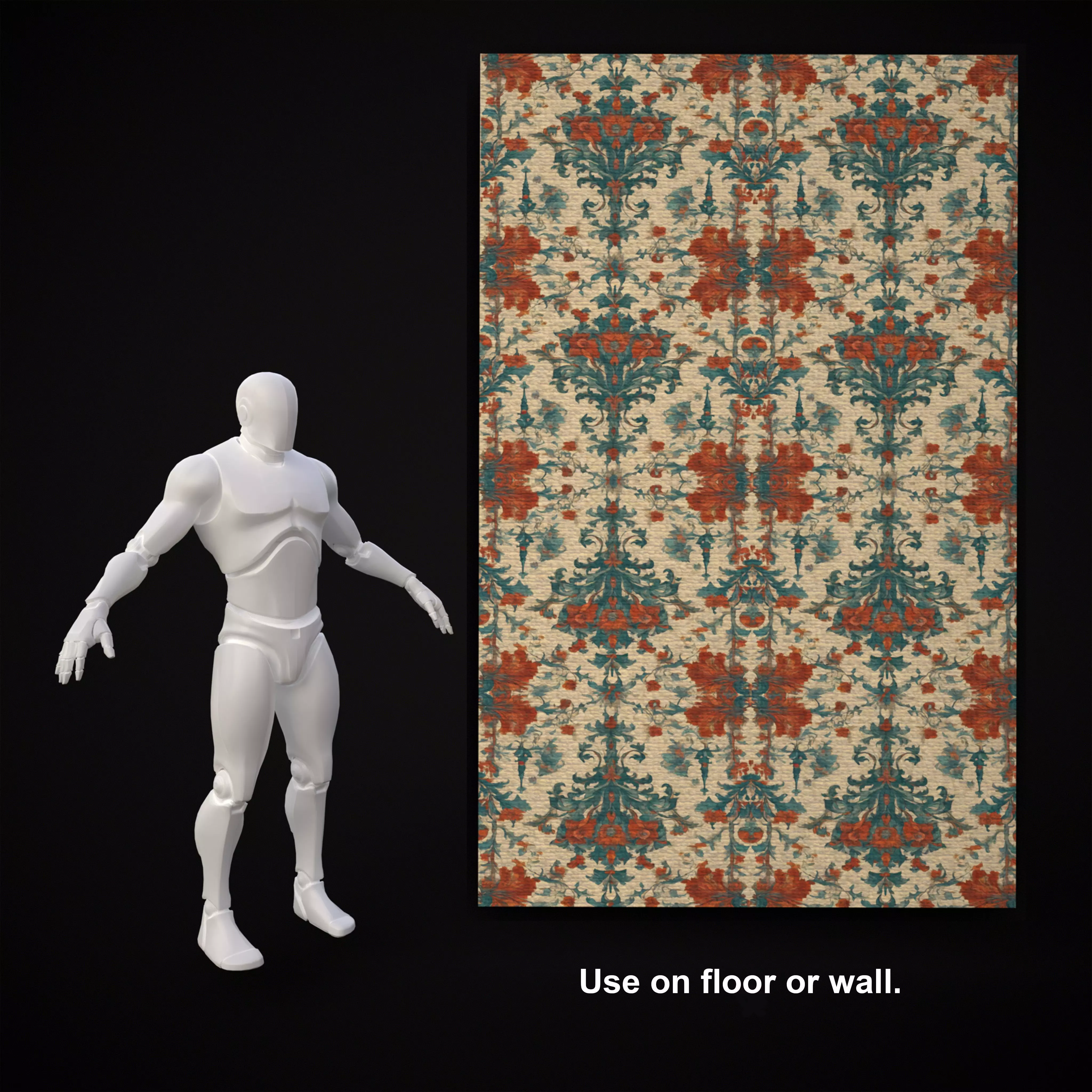 Medieval Floral Tapestry Two Low-poly 3D model_21