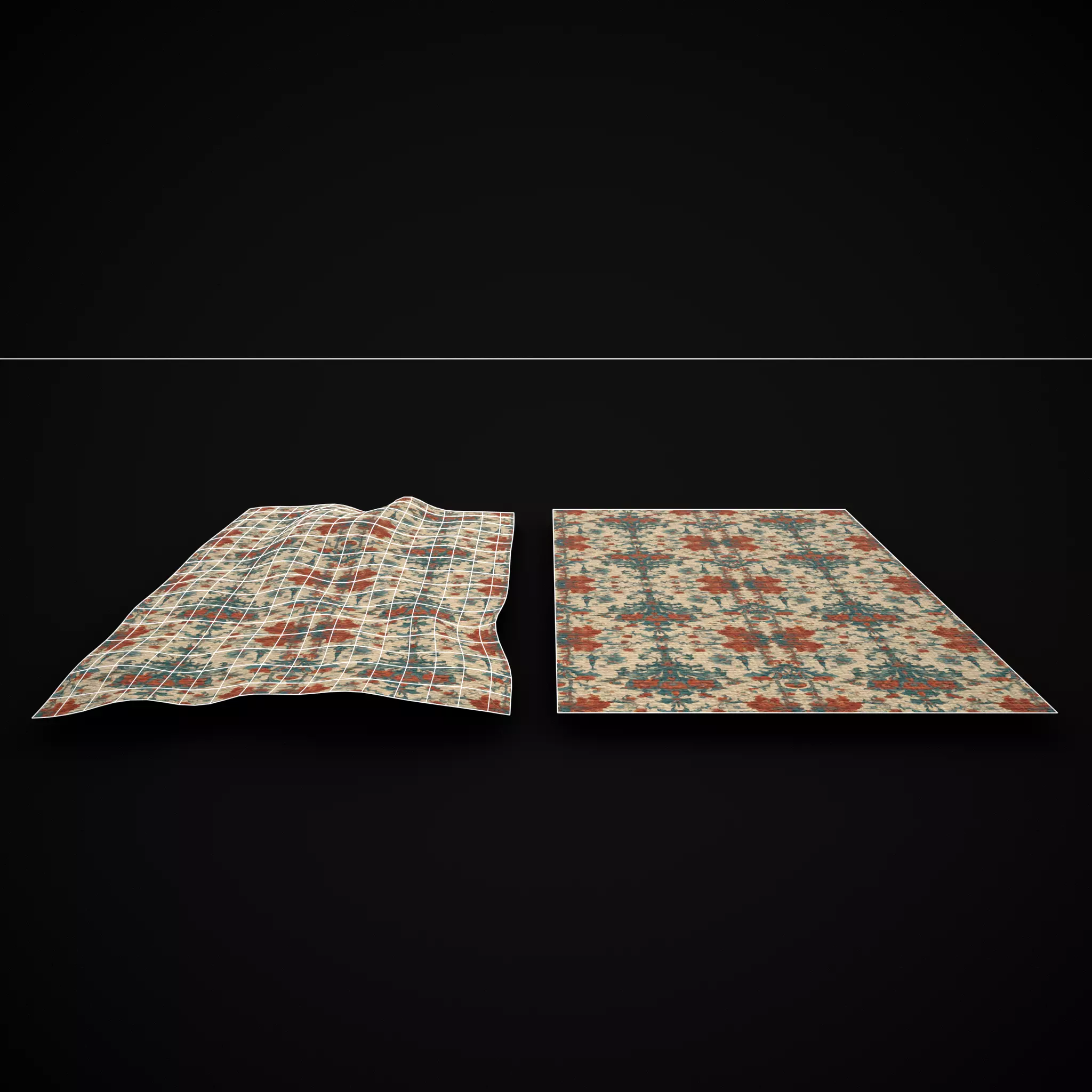 Medieval Floral Tapestry Two Low-poly 3D model_6