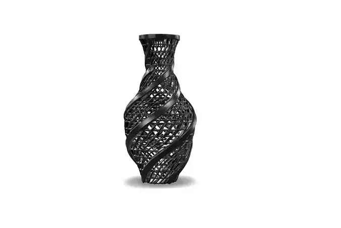 Dark Narrow Top Vase Helix with Checker Grid Lattice