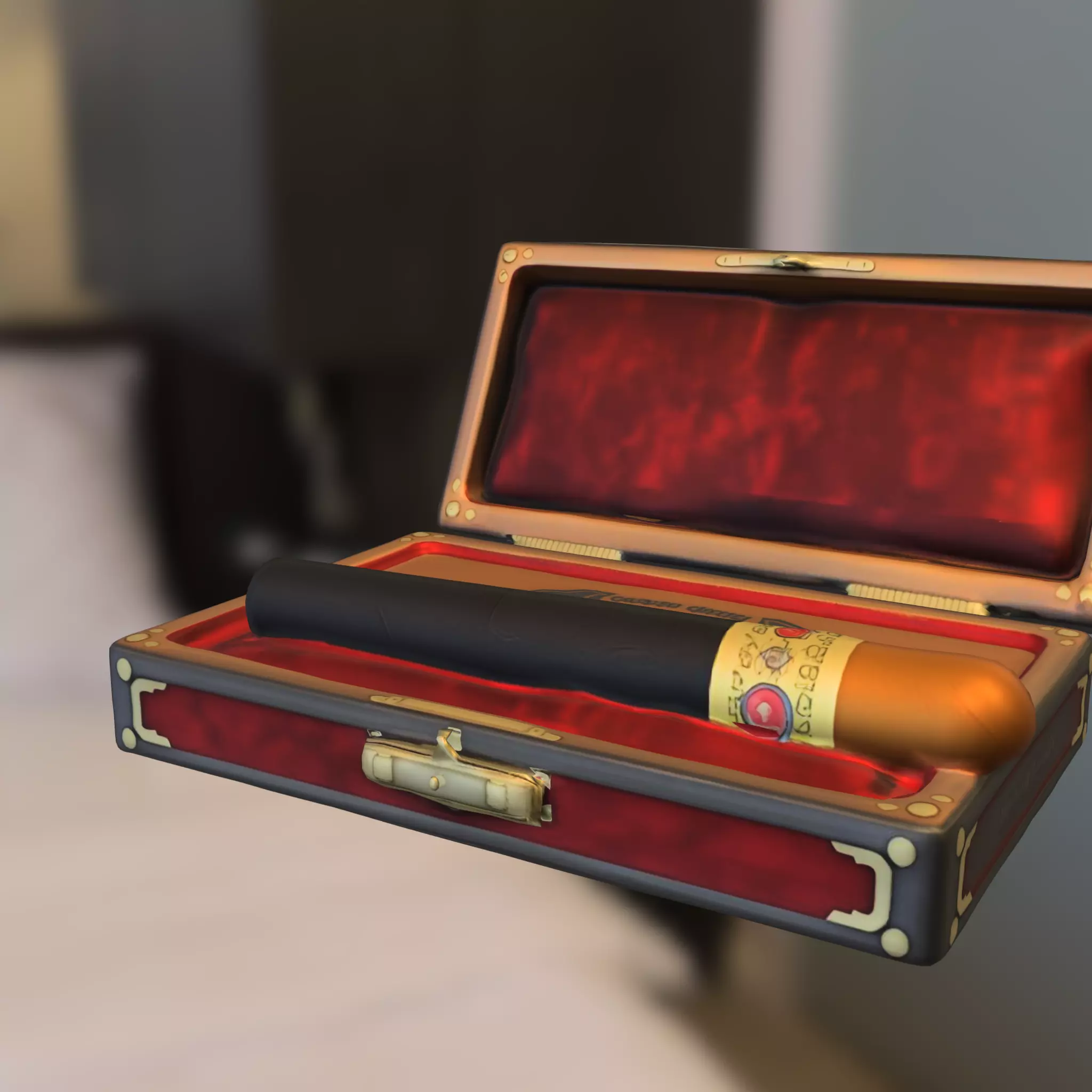 Luxurious Golden pipe box Low-poly 3D model_0