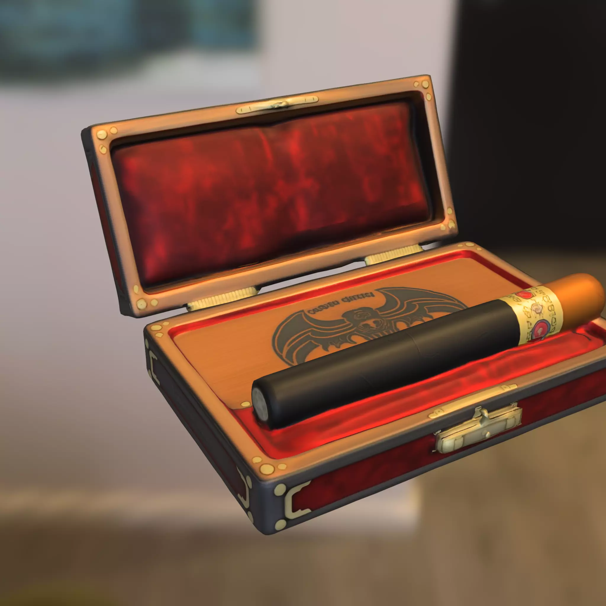 Luxurious Golden pipe box Low-poly 3D model_5