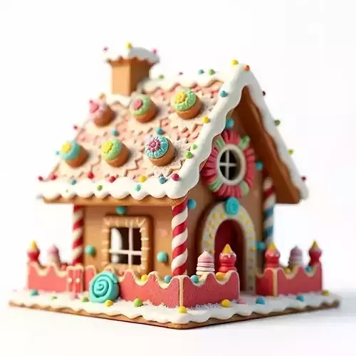 Intricate Gingerbread House 3D Model Festive Centerpiece