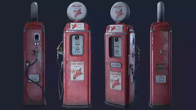 Vintage Gas Pump Low-poly 3D model
