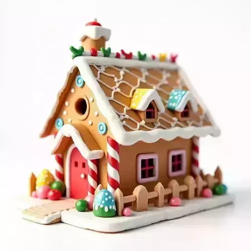Stylized Gingerbread House 3D Model Holiday Treat