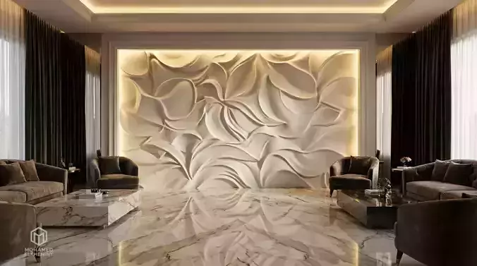 modern panel wall decor set relief stl mural CNC 258