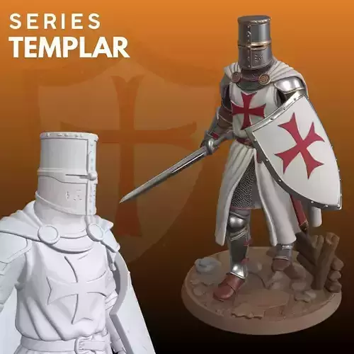 Templar Leader STL Medieval Army Commander 3D
