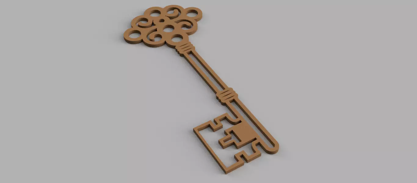 Antique Door Key Keychain - Pendant - Necklace 3D print model_0