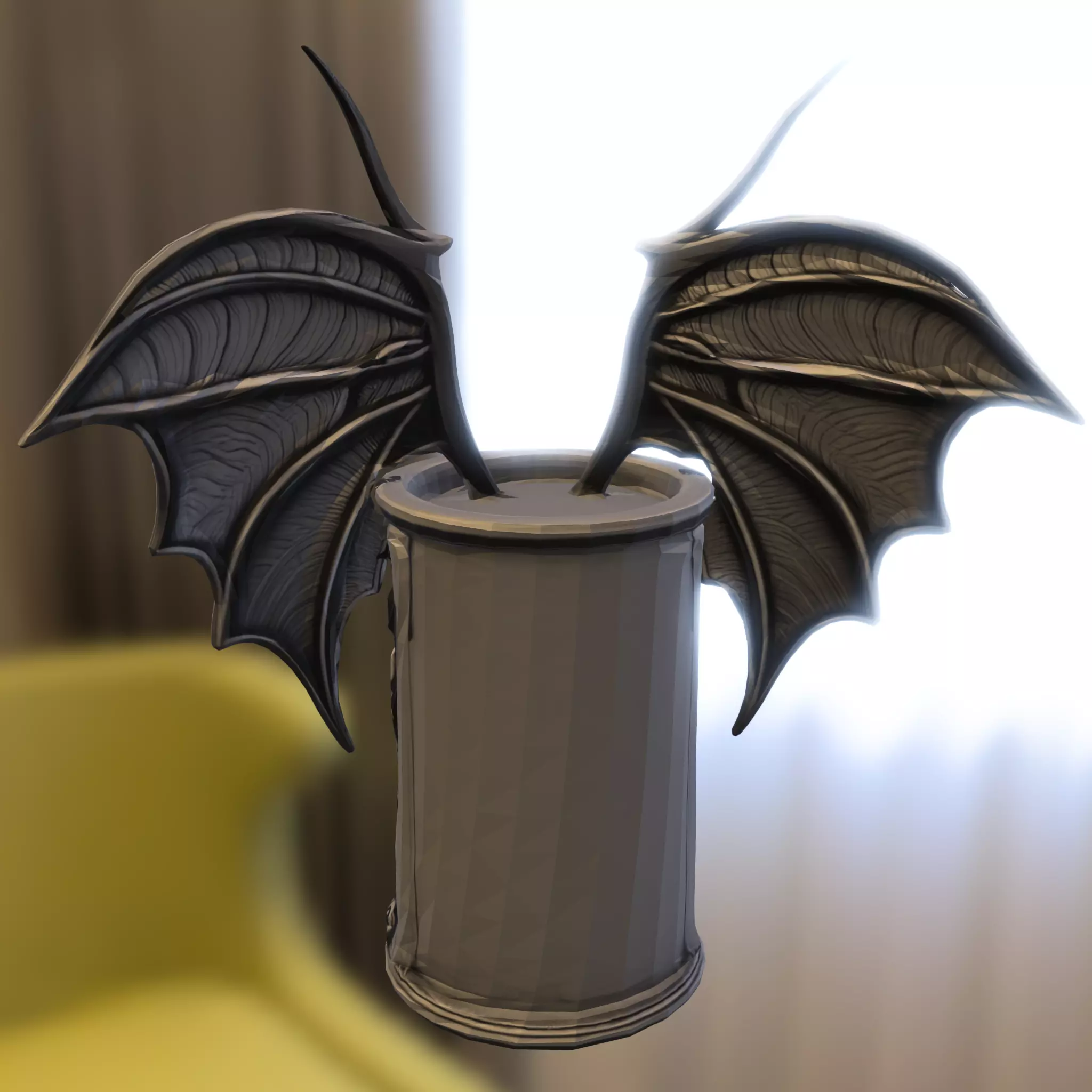 Gothic Winged Chalice Low-poly 3D model_2