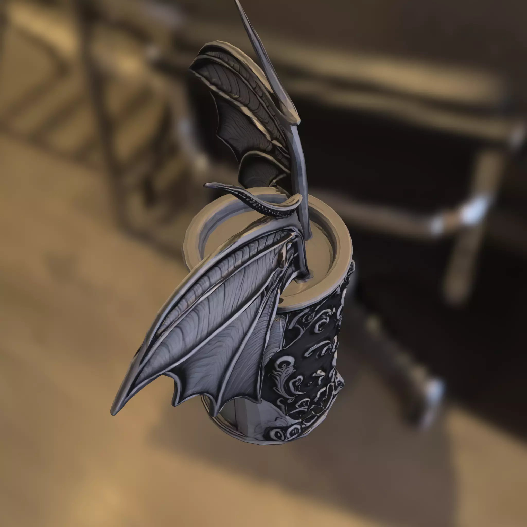 Gothic Winged Chalice Low-poly 3D model_3