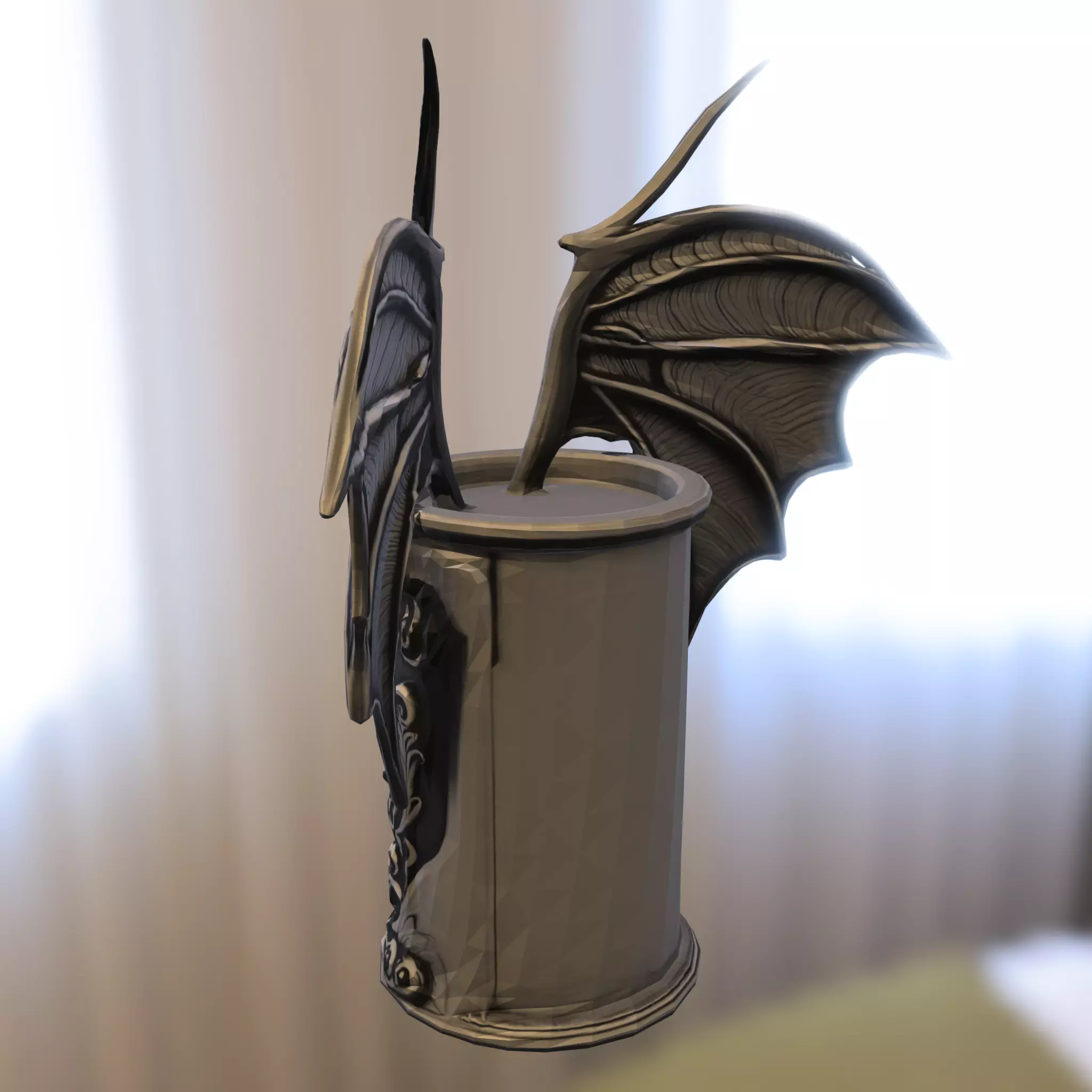 Gothic Winged Chalice Low-poly 3D model_1