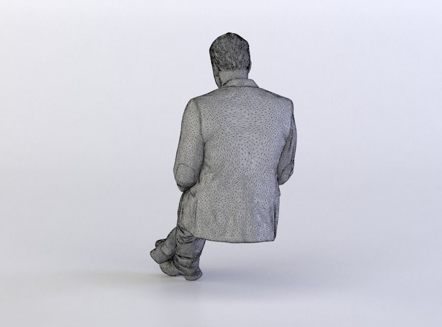 Amir 0439 Man in a Suit sitting, Looking at a Tablet 3D model_6