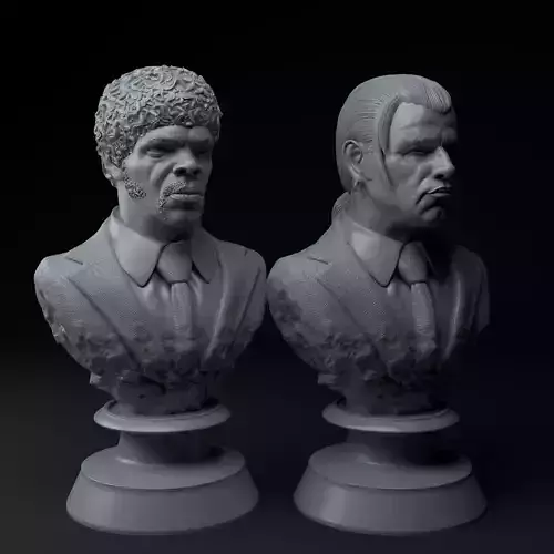 Pulp Fiction Jules and Vincent Premium 3D Bust Diorama STL