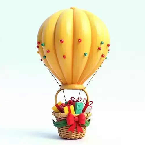 Christmas Hot Air Balloon 3D Model Festive Transport Prop