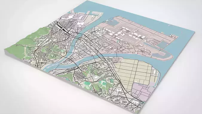 Cityscape Iwakuni Japan 3D model 5