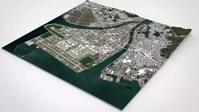 Cityscape Iwakuni Japan 3D model 4