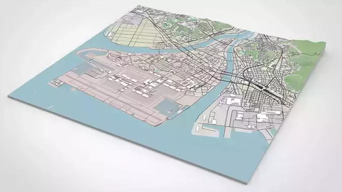 Cityscape Iwakuni Japan 3D model 3