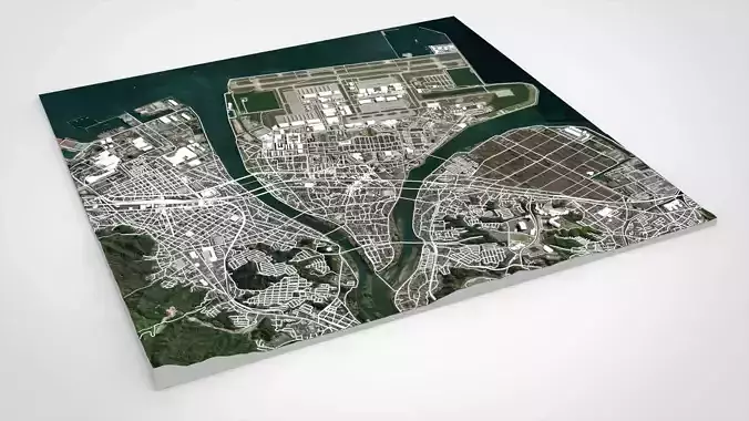 Cityscape Iwakuni Japan 3D model 7