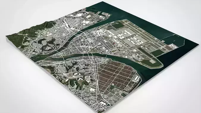 Cityscape Iwakuni Japan 3D model 6