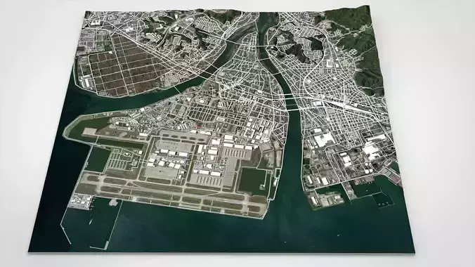 Cityscape Iwakuni Japan 3D model 2