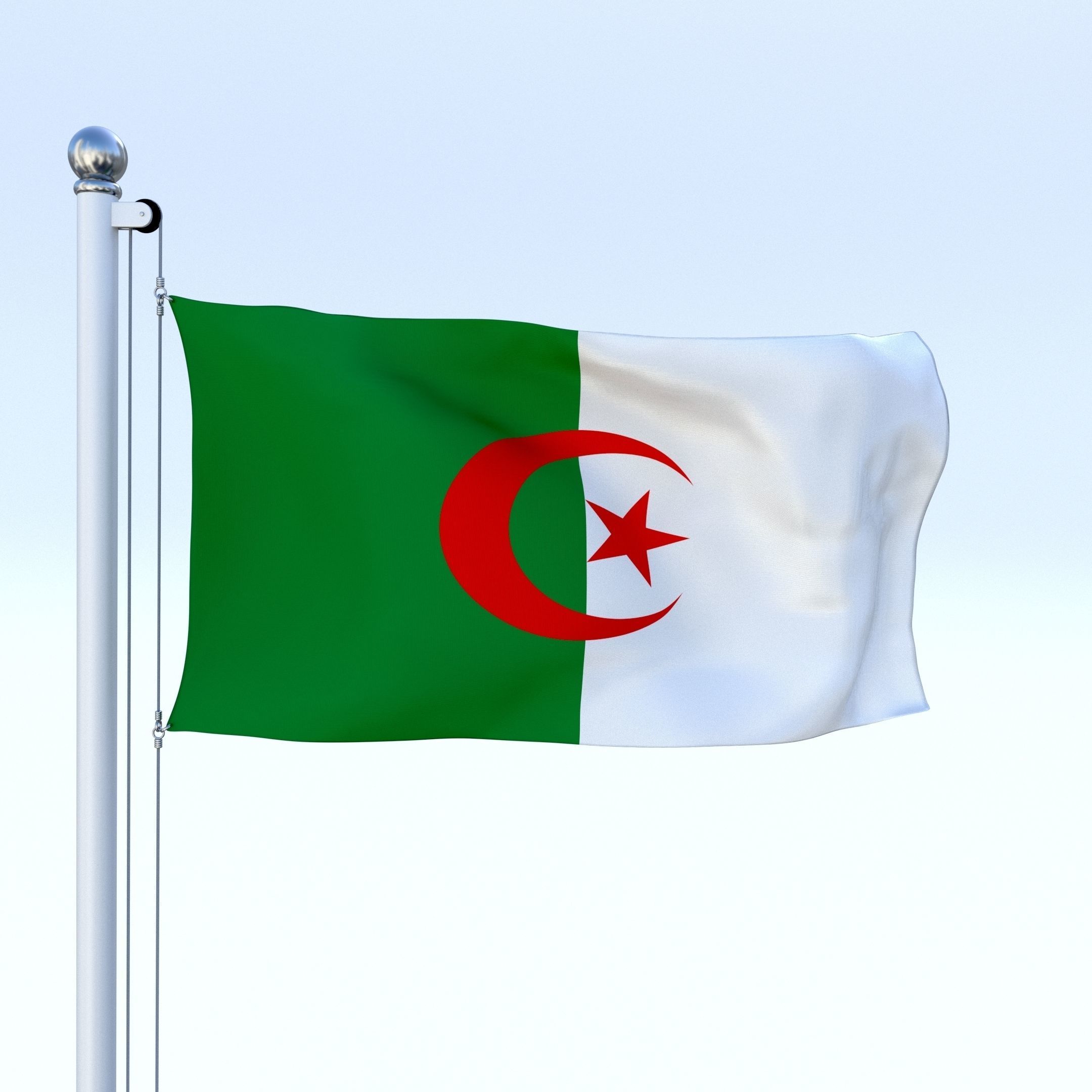 Animated Algeria Flag Low-poly 3D model_11