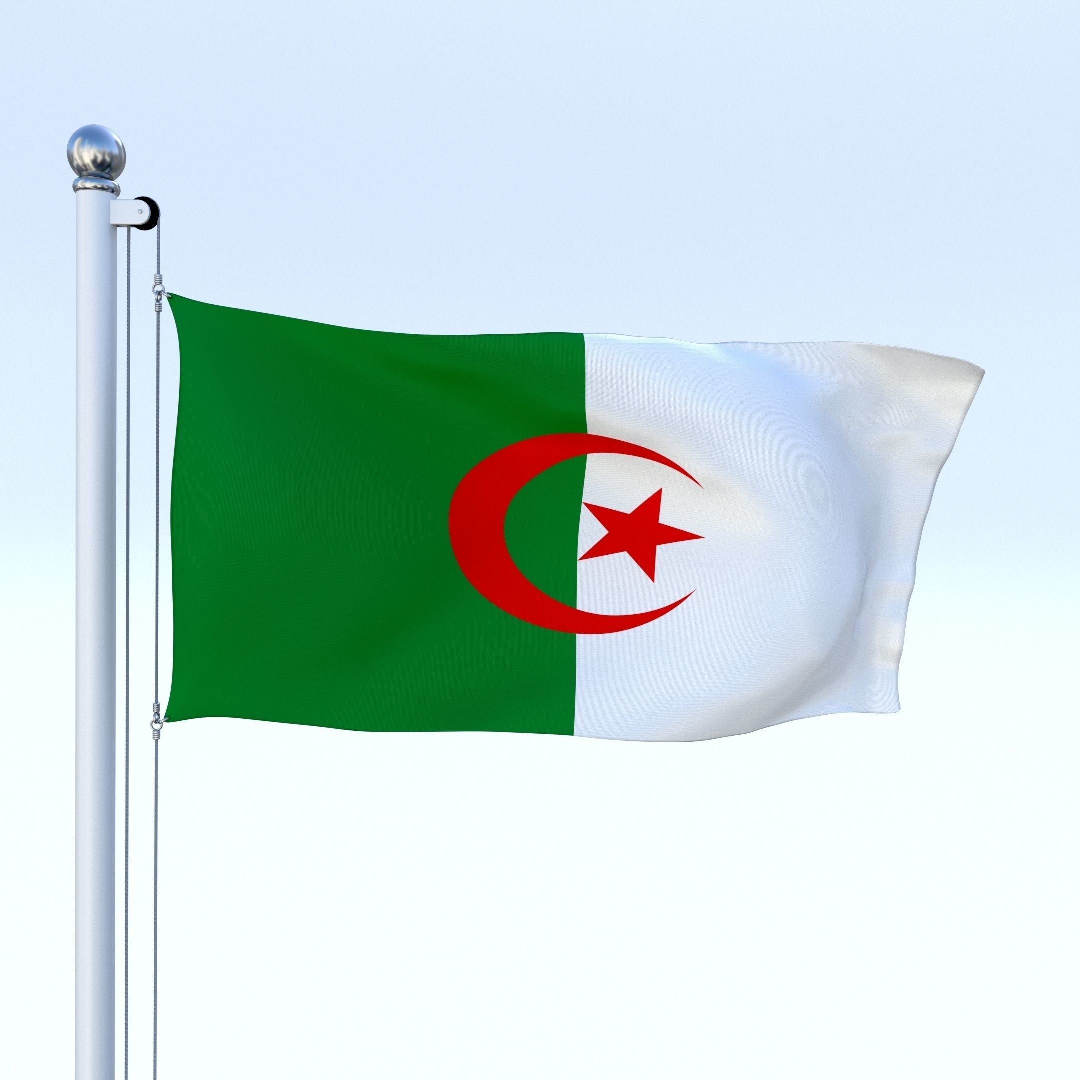 Animated Algeria Flag Low-poly 3D model_18