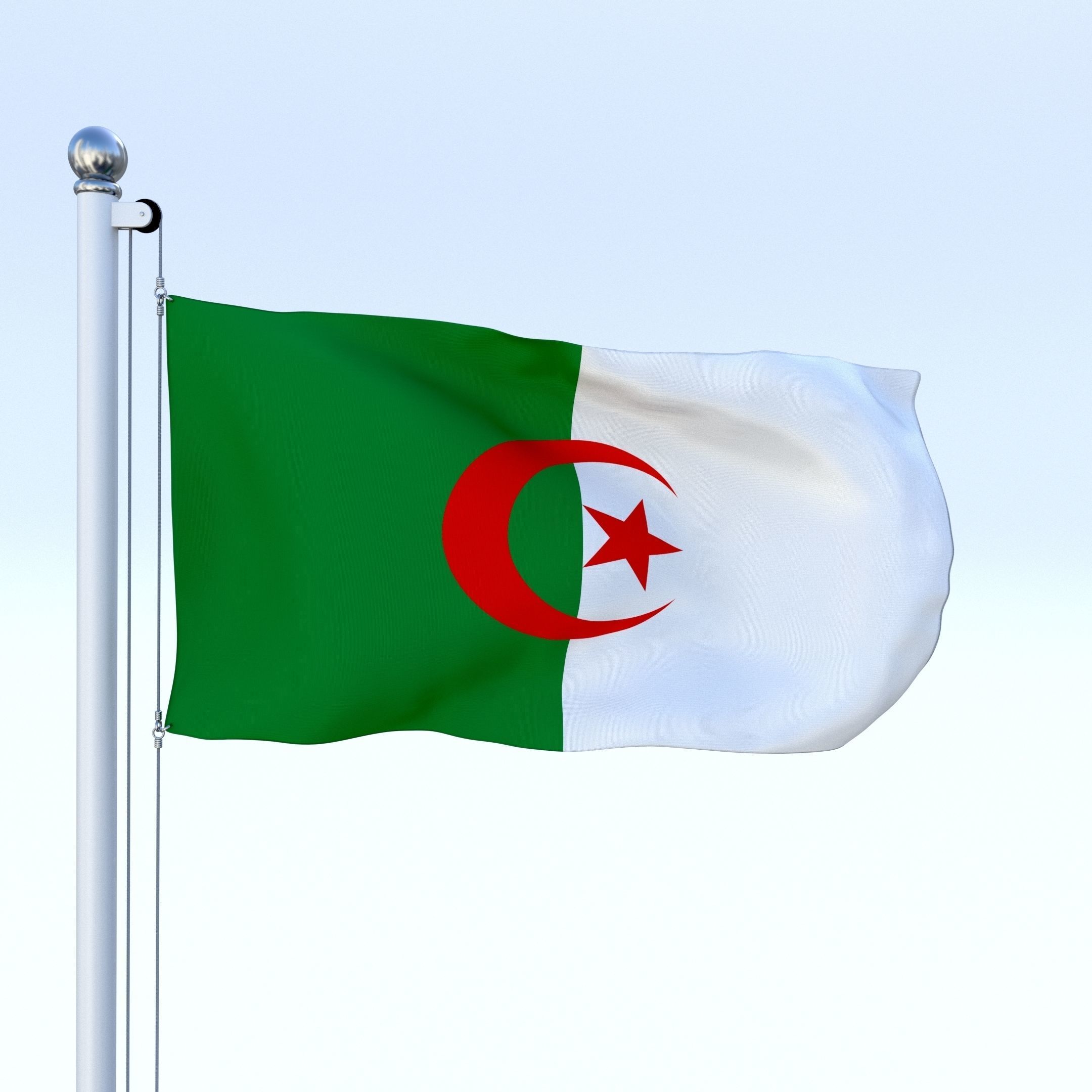 Animated Algeria Flag Low-poly 3D model_20