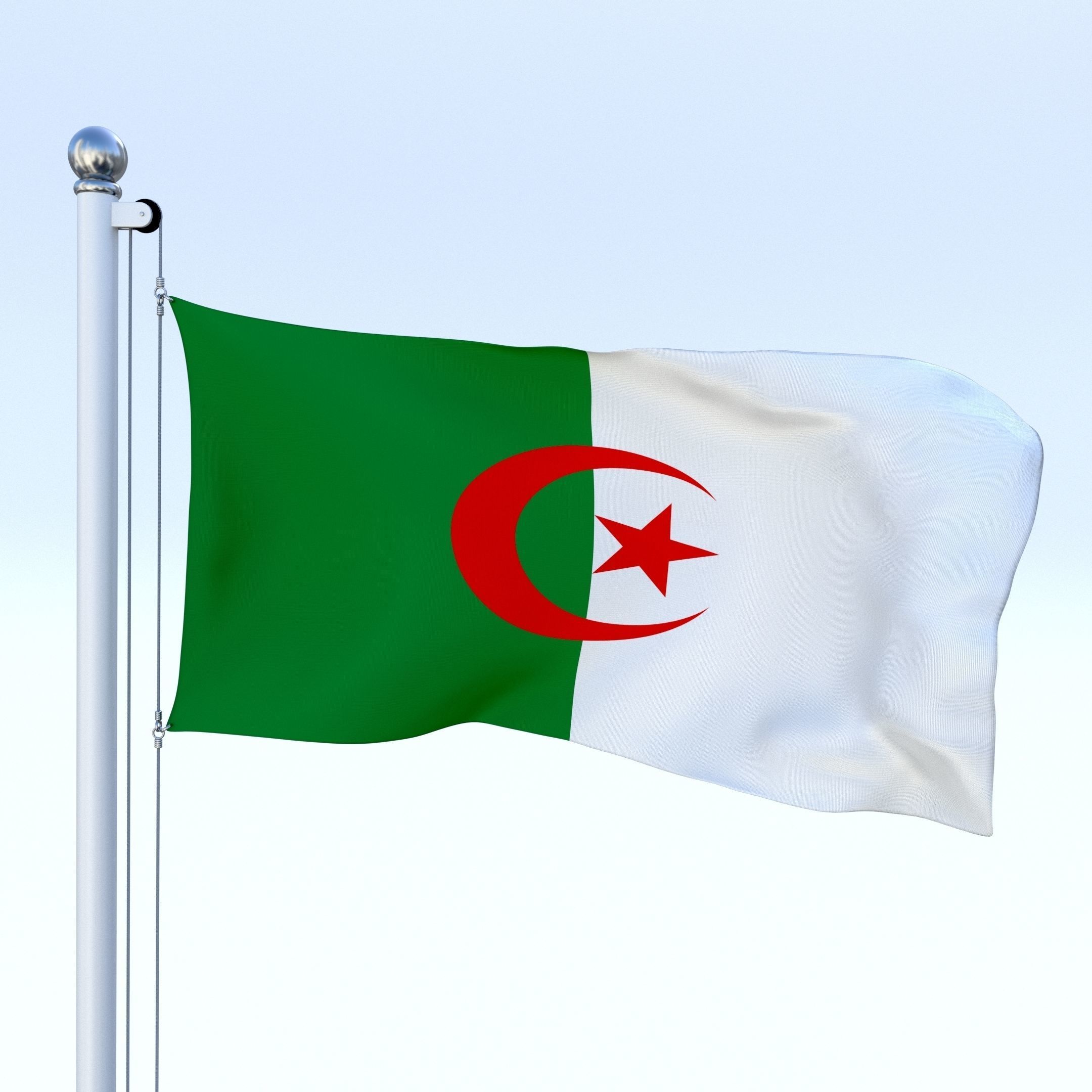 Animated Algeria Flag Low-poly 3D model_1