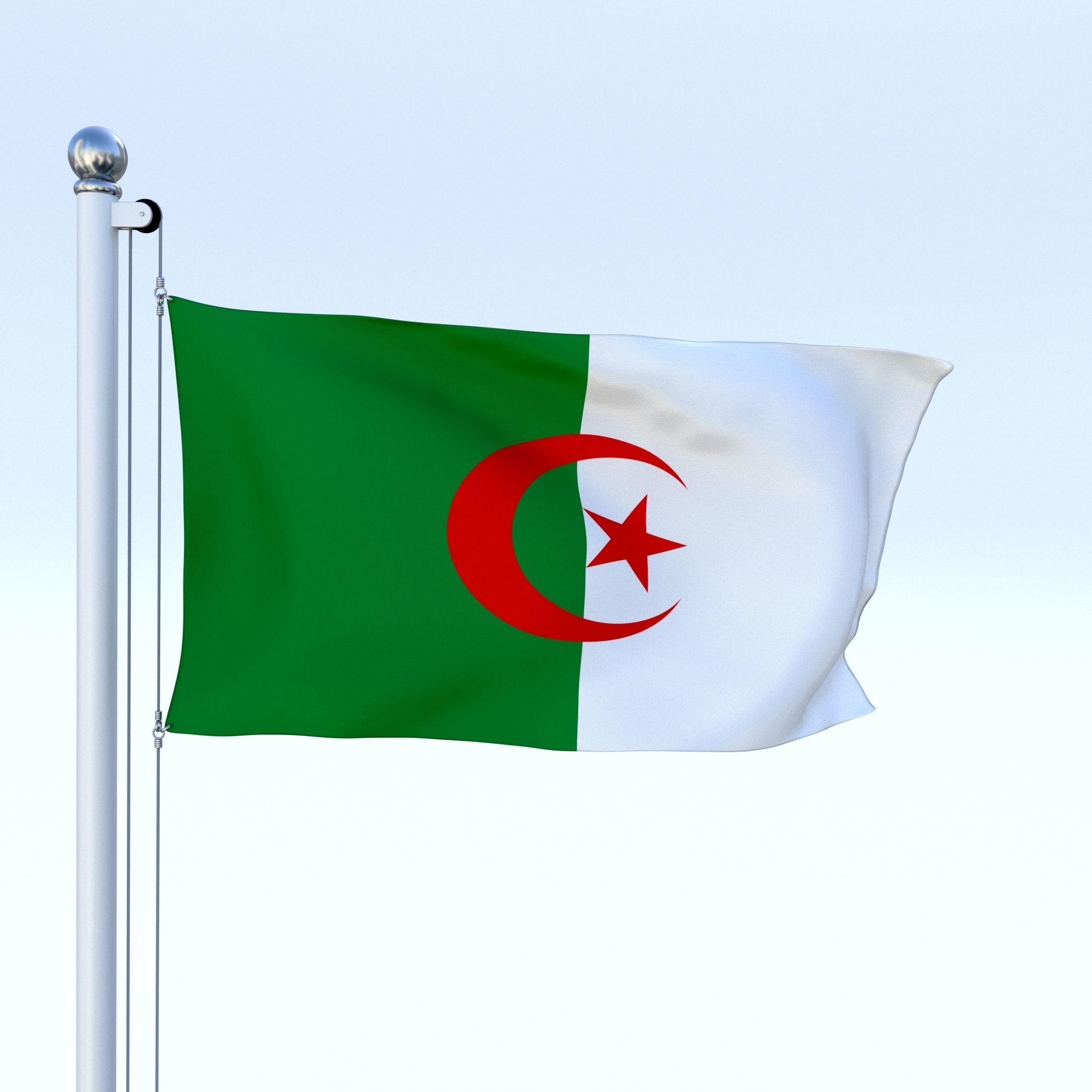Animated Algeria Flag Low-poly 3D model_3