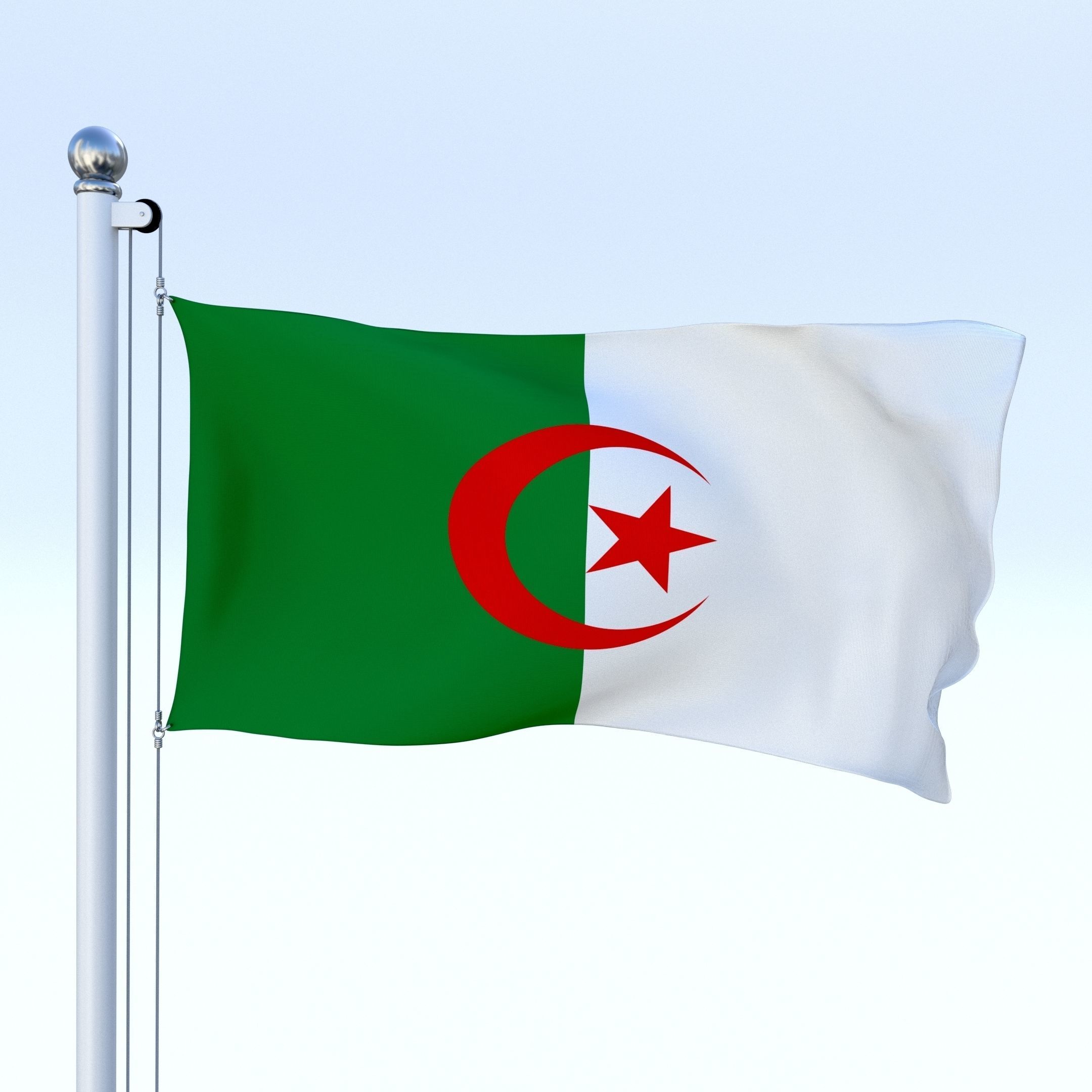 Animated Algeria Flag Low-poly 3D model_17