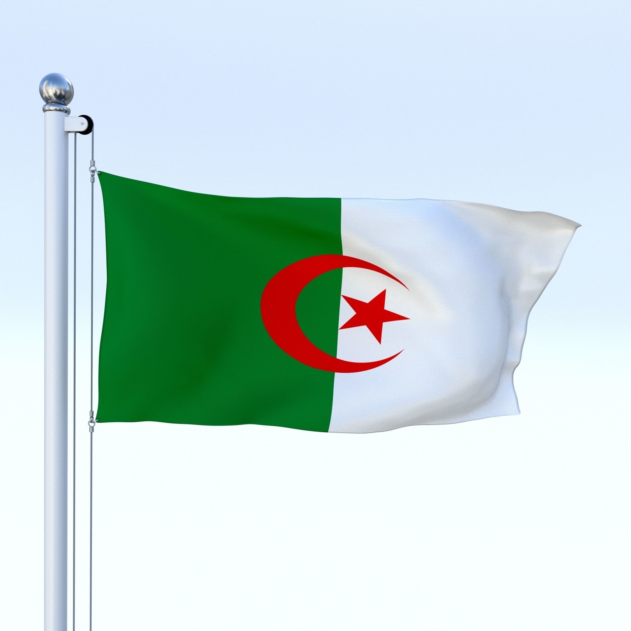 Animated Algeria Flag Low-poly 3D model_4