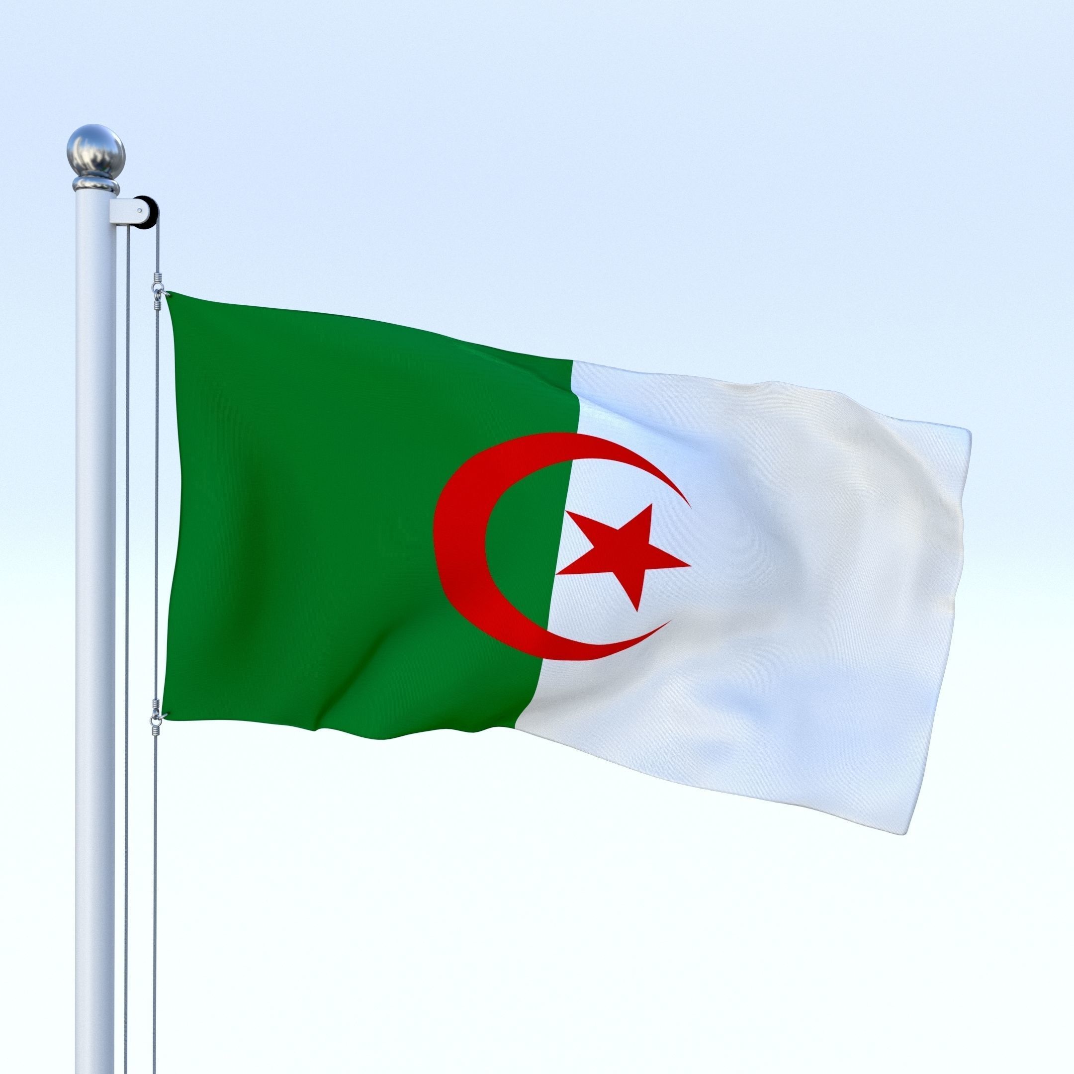Animated Algeria Flag Low-poly 3D model_2