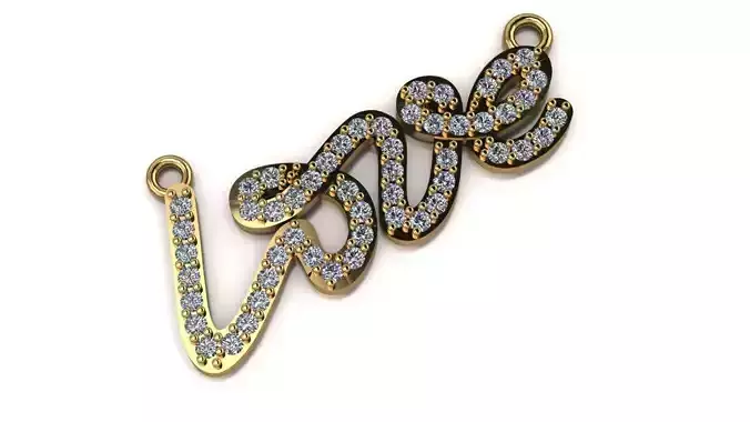 Love Script Pendant jewelry 3D model - for Him and Her