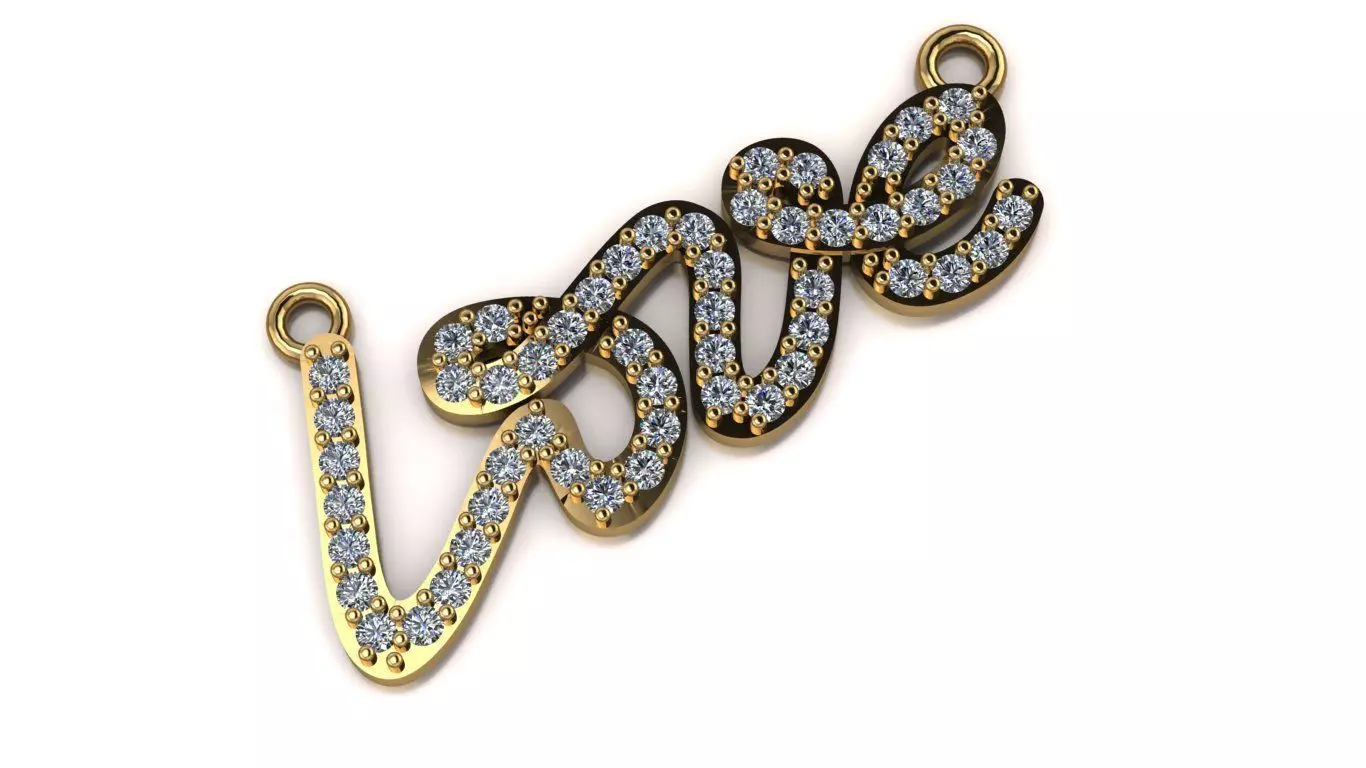 Love Script Pendant jewelry 3D model - for Him and Her 3D print model_0