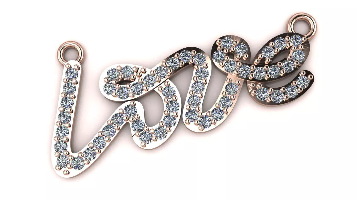 Love Script Pendant jewelry 3D model - for Him and Her 3D print model_21