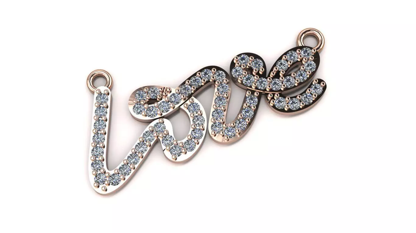 Love Script Pendant jewelry 3D model - for Him and Her 3D print model_2