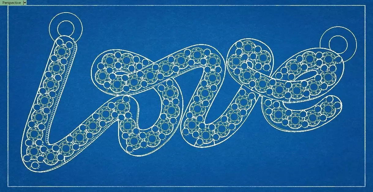 Love Script Pendant jewelry 3D model - for Him and Her 3D print model_26