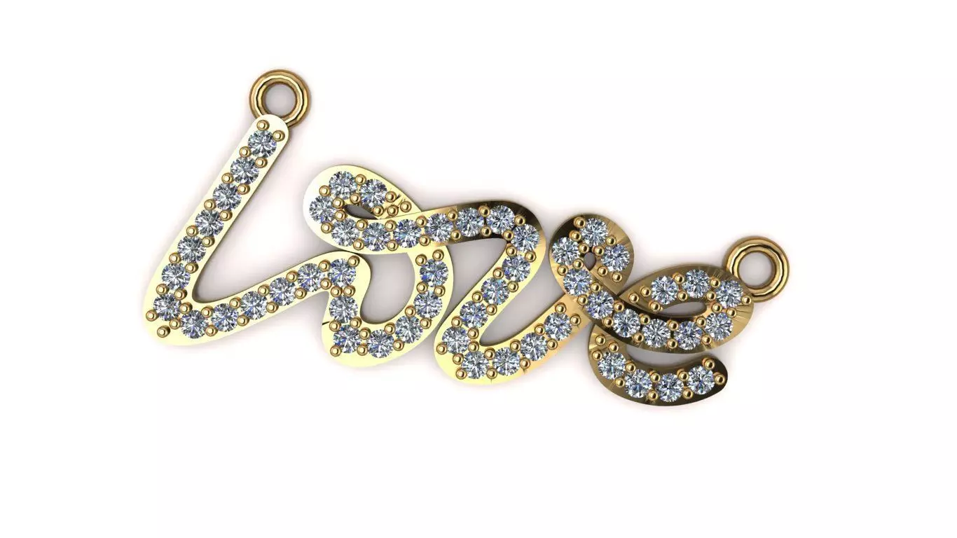 Love Script Pendant jewelry 3D model - for Him and Her 3D print model_17