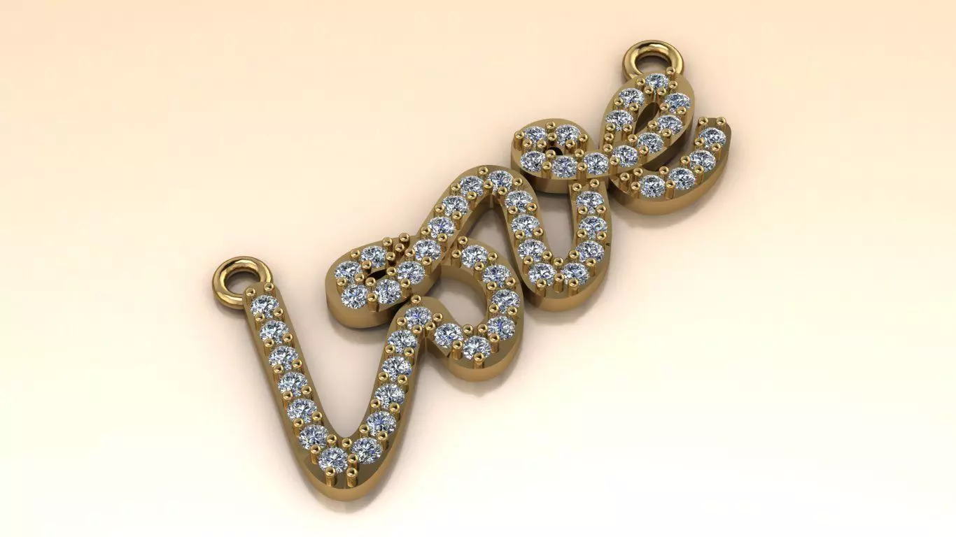 Love Script Pendant jewelry 3D model - for Him and Her 3D print model_19