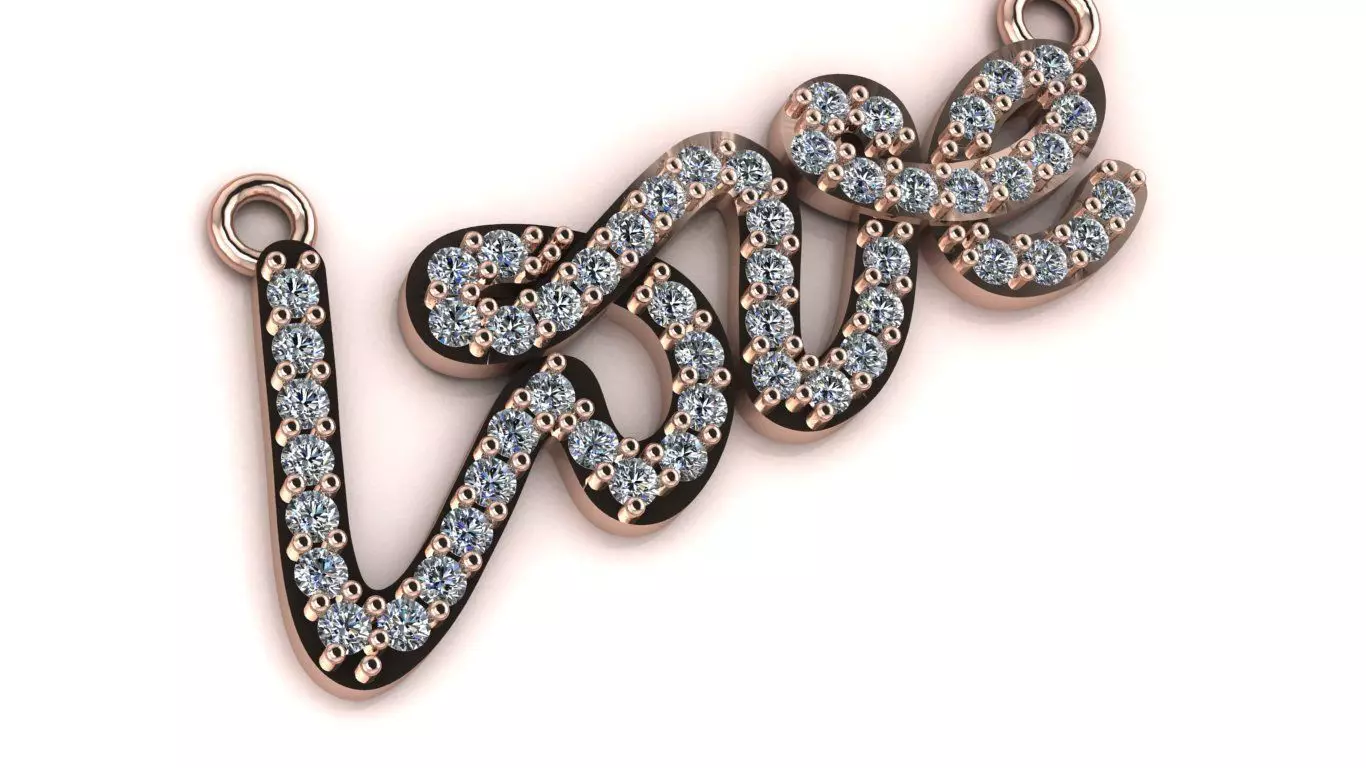 Love Script Pendant jewelry 3D model - for Him and Her 3D print model_20