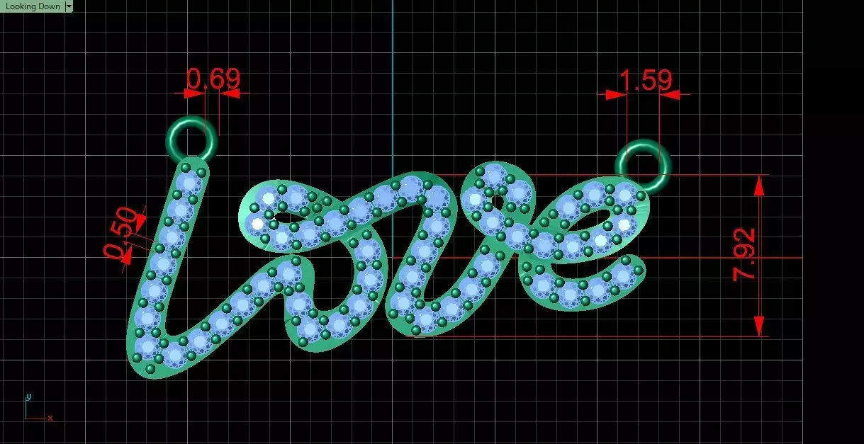 Love Script Pendant jewelry 3D model - for Him and Her 3D print model_11