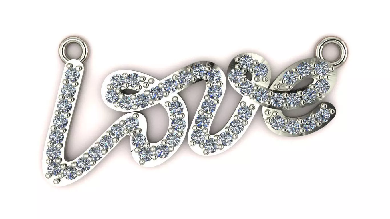 Love Script Pendant jewelry 3D model - for Him and Her 3D print model_22