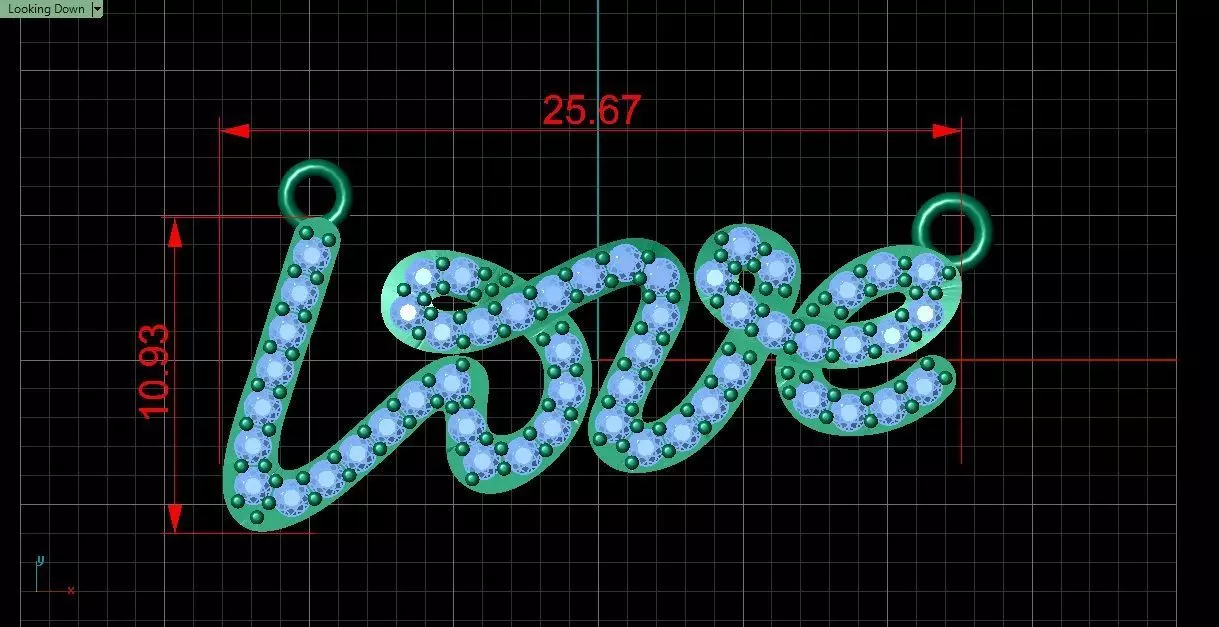 Love Script Pendant jewelry 3D model - for Him and Her 3D print model_7