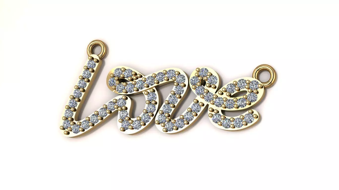 Love Script Pendant jewelry 3D model - for Him and Her 3D print model_18