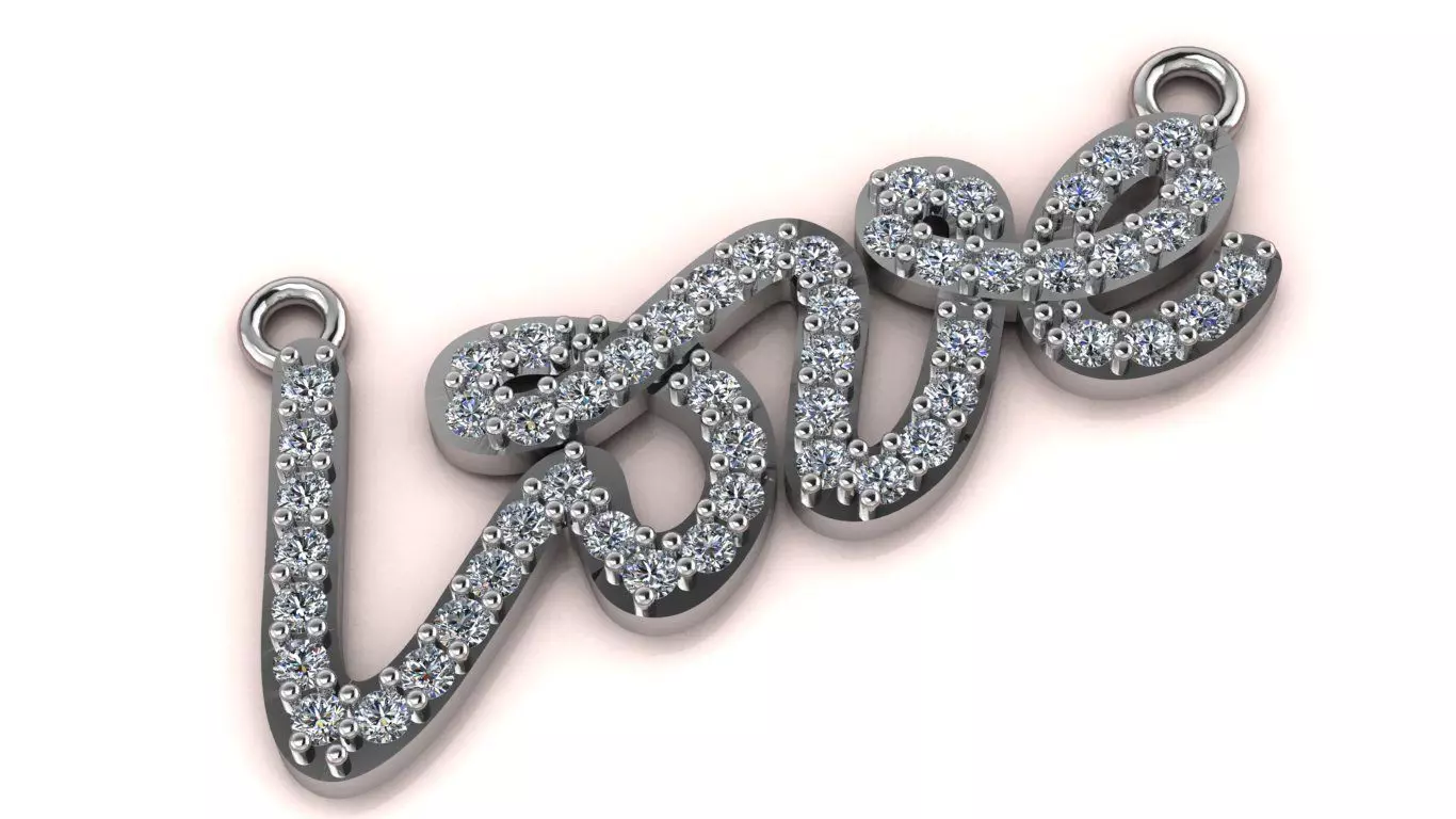 Love Script Pendant jewelry 3D model - for Him and Her 3D print model_23